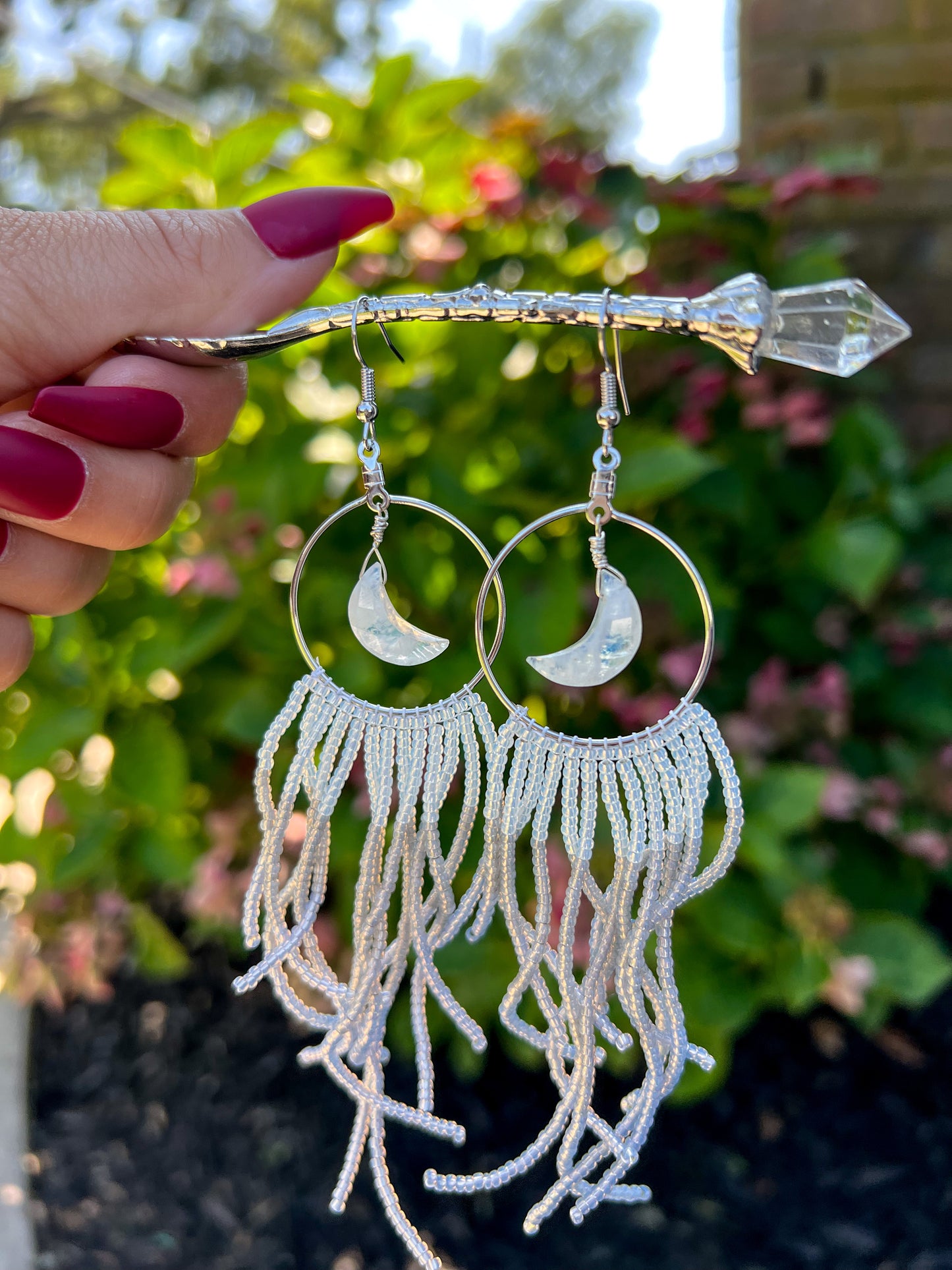 Moonlit Moonstone Dreams Fringe Earrings