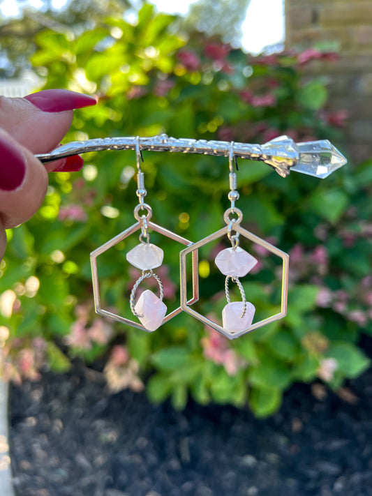 Heart Opener Rose Quartz Earrings