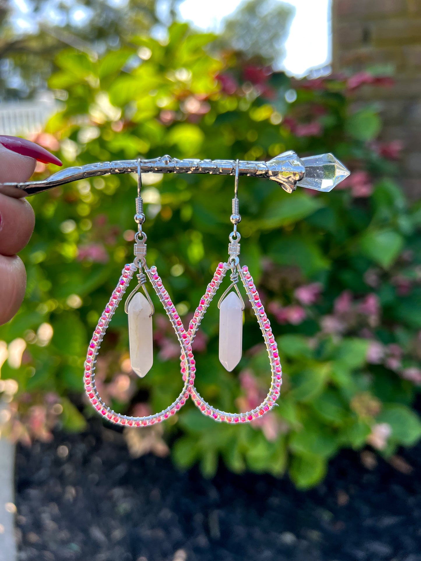 Blush of Love Rose Quartz Earrings