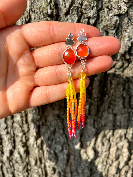 Carnelian Flame Earrings • The Phoenix Collection - ANBE Designs