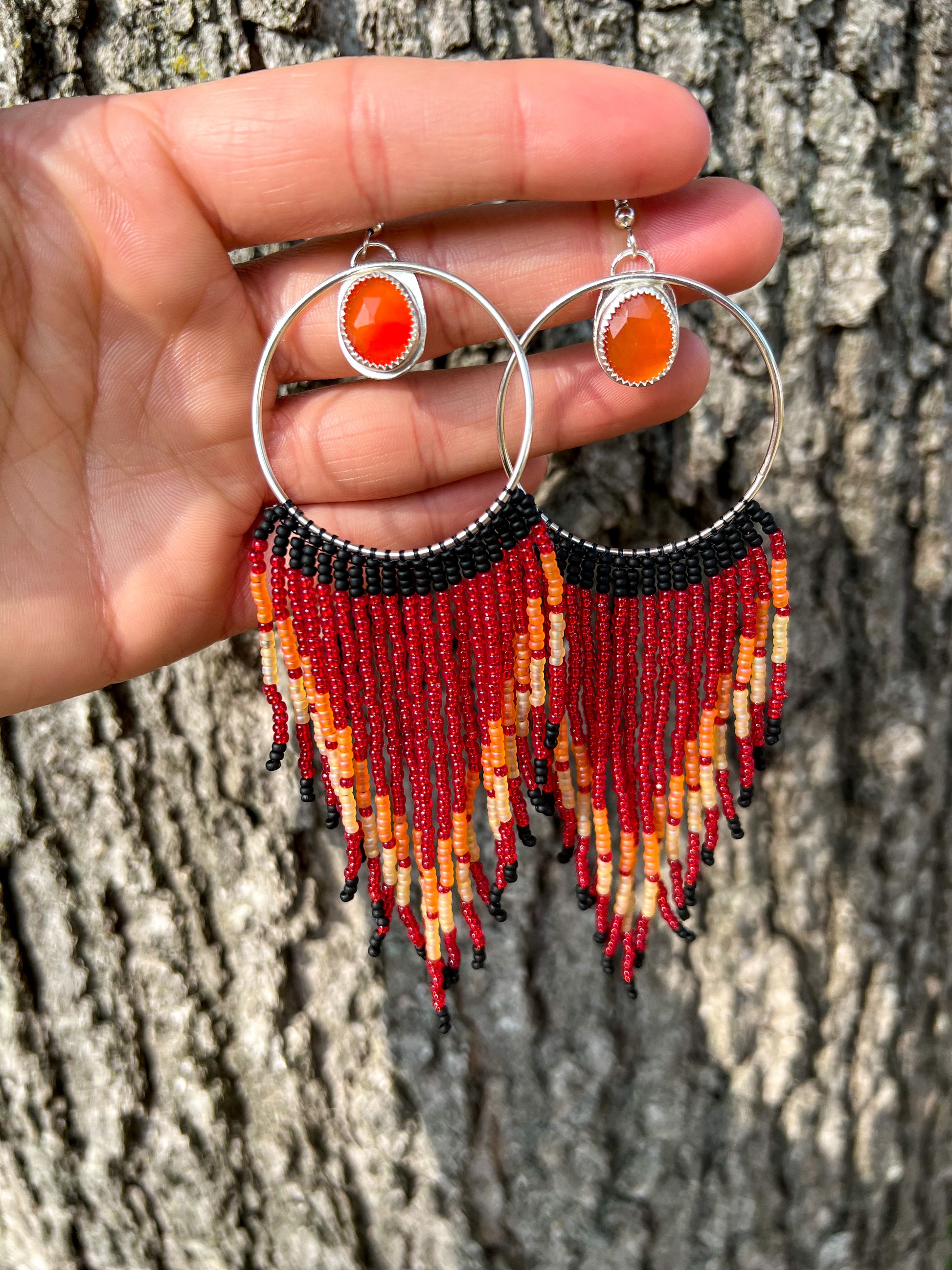 Carnelian Fringe Earrings • The Phoenix Collection - ANBE Designs