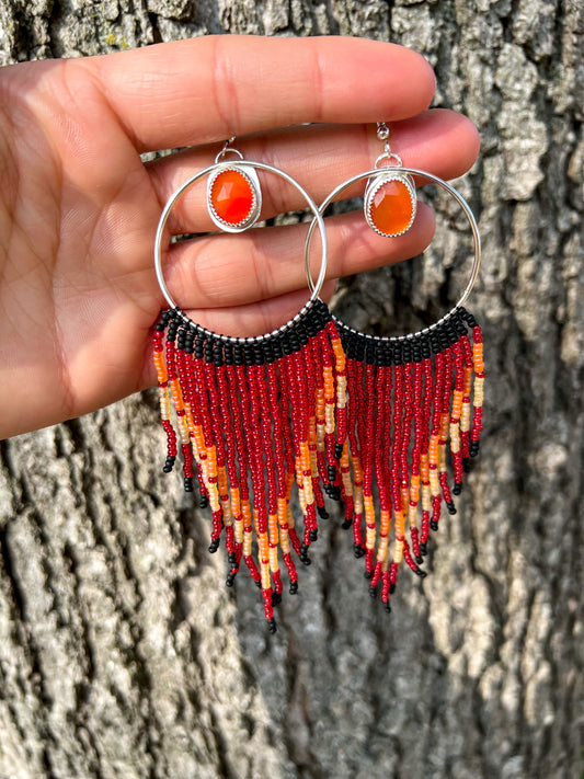 Carnelian Fringe Earrings • The Phoenix Collection - ANBE Designs