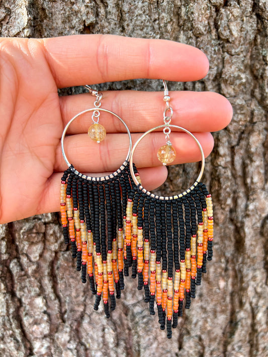 Citrine Bead Fringe Earrings • The Phoenix Collection - ANBE Designs