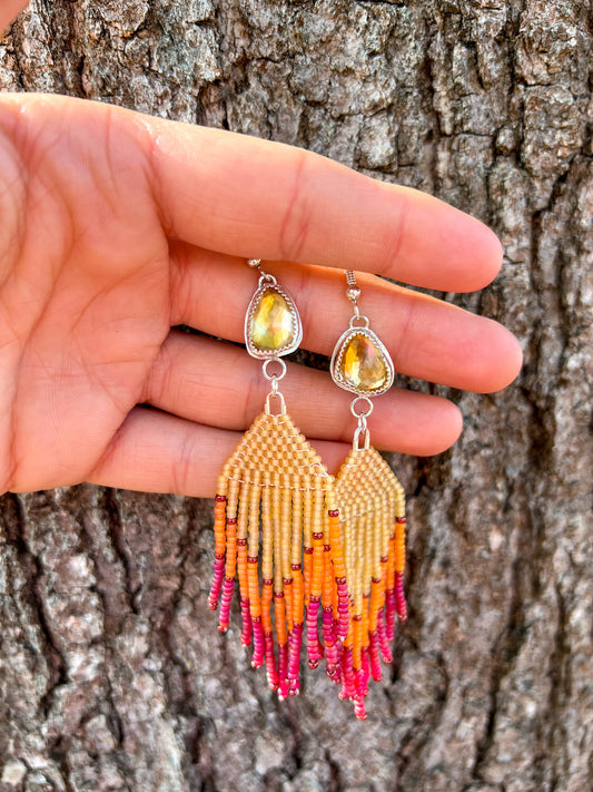 Citrine Fringe Dangle Earrings • The Phoenix Collection - ANBE Designs