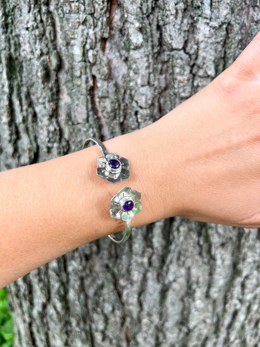 Amethyst Flower Cuff Bracelet • The Sacred Seed Collection - ANBE Designs