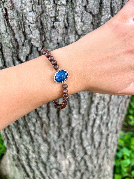 Kyanite and Wood Bead Bracelet • The Creative Exploration Collection - ANBE Designs