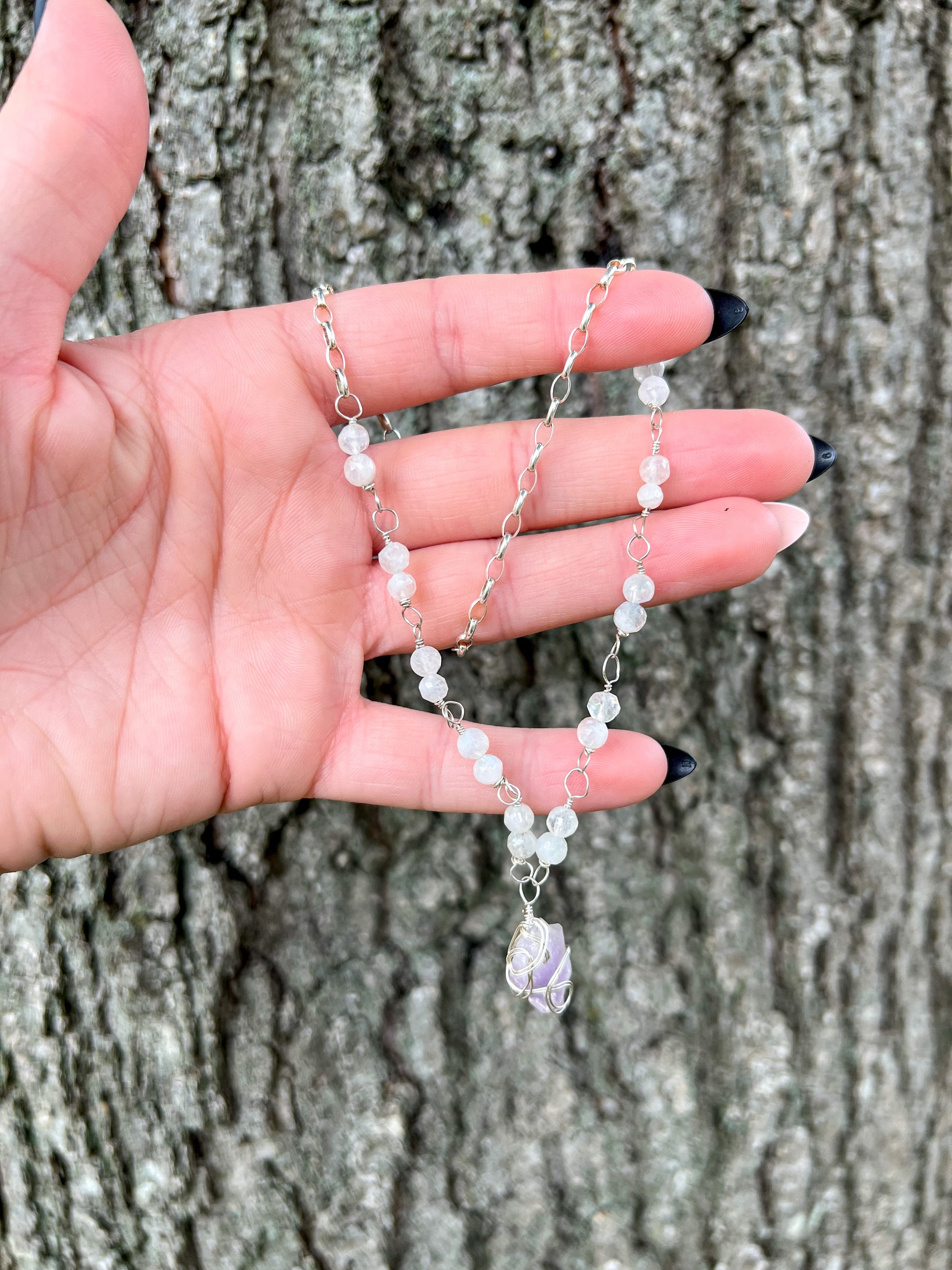 Amethyst and Moonstone Choker • 15 inches - ANBE Designs