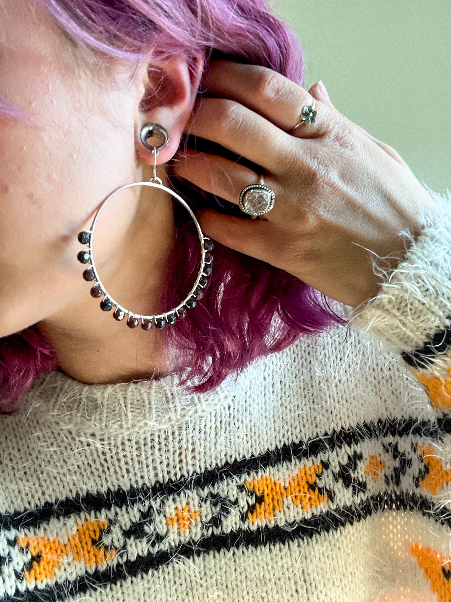 Garnet Hoop Earrings - ANBE Designs